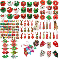 50pcs Christmas Dog Bows Pet Cat Dog Pet Bow Tie Bandana Ties Christmas Small Large Dog Grooming Accessories Holiday Supplies