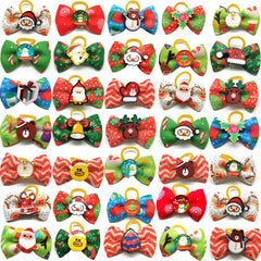 50pcs Christmas Dog Bows Pet Cat Dog Pet Bow Tie Bandana Ties Christmas Small Large Dog Grooming Accessories Holiday Supplies