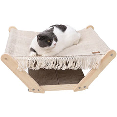 Cat Accesorios Adjustable Wood Cat Bed Tree Solid Wood Raised Pet Hammock