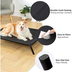 Elevated Outdoor Dog Bed - Raised Dog Cots Beds for Large Dogs Easy to Assemble, Cooling Lifted Pet Bed