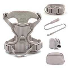 Personalized Dog Harness Luxury Designer Harness and Lead Set with Collar Engraved Name Poop Bag Holder Walking Bag Pet Gift Set