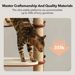 Cat Tree Tower Modular Design with Cat Bed Toy Felt Pads Sisal Scratching Posts 2-Second Setup Sturdy MultiLevel Activity Center