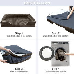 Orthopedic Dog Bed Washable Luxury Plush Dog Cage Bed Comfortable Dog Nest Mat Non Slip Pet Sleeping Mat with Side Edges,