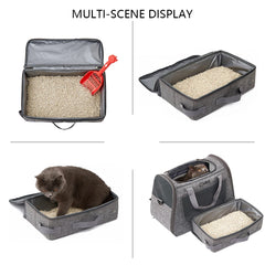 Portable Folding Travel Pet Litter Box Dog Toilet Tray with Shovel Cat Litter Potty Waterproof Outdoor Reusable Cat Litter Box