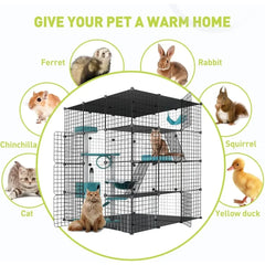 Large Cat Cage Enclosure Indoor DIY Cat Playpen Pet Home Small Animal House Detachable Metal Wire Kennels Crate Large Exercise