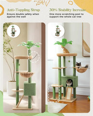 53'' Cat Tree for Indoor Cats, Large Condo,Sisal Scratching Posts,Hammock & Perch, Fresh Cactus Design,Sturdy, Multi-Level