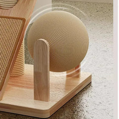 Multifunctional Cat Scratch Board Solid Wood Scratching Posts Kitten Toys Sturdy Durable Pet Nest Space-Saving Cat Scratcher