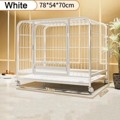 Dog Crate Furniture with Door Metal Pet Dog Cages House with Leak-Proof Pan Removable Tray Floor Protecting Kennel on Wheels