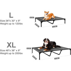 48" Elevated Dog Bed for Extra Large Dogs, Outdoor Dog Cot Bed Waterproof, Raised Cooling Pet Bed