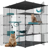 Large Cat Cage Enclosure Indoor DIY Cat Playpen Pet Home Small Animal House Detachable Metal Wire Kennels Crate Large Exercise