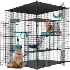 Large Cat Cage Enclosure Indoor DIY Cat Playpen Pet Home Small Animal House Detachable Metal Wire Kennels Crate Large Exercise