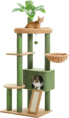 53'' Cat Tree for Indoor Cats, Large Condo,Sisal Scratching Posts,Hammock & Perch, Fresh Cactus Design,Sturdy, Multi-Level