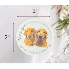 Personalizable Picture Dog Wedding Stickers / Thank You for Celebrating my Humans / Pet Wedding Treat Bags Labels / Custom Text