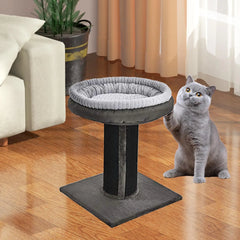 Cat Scratcher Post with Plush Cat Bed Sturdy Furniture Protection Perch Play Rest Cat Bed with Scratching Post for Cats Kitties