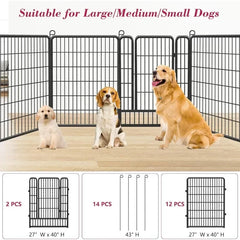 40 Inch Tall Dog Fence Dog Pens Outdoor Heavy Duty Dog Playpen for Large Dogs, 14 Fence Panels Pet Playpen Indoor Puppy