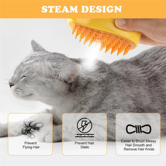 Cat Dog Steamy Brush 3 in 1 Steam Brush Electric Sprayer Hair Removal Comb For Massage Pet Grooming Electric Sprays Massage Comb