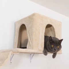 Wall-mounted Cat Tree, Cat Furniture with 2 Cat Condos House, 3 Cat Wall Shelves, 2 Ladder, 1 Cat Perch, Sisal Cat Scratching Po