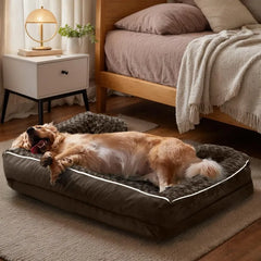 Orthopedic Dog Bed Washable Luxury Plush Dog Cage Bed Comfortable Dog Nest Mat Non Slip Pet Sleeping Mat with Side Edges,