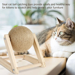 Cat Scratching Ball Toy Kitten Sisal Rope Ball Board Grinding Paws Toys Cats Scratcher Wear-Resistant Wood Scratcher Pet Toy