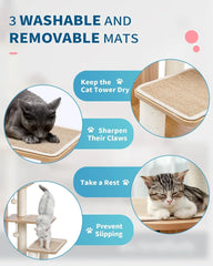 Modern Cat Tree for Large Cat Wood Heavy Duty with Scratch Post for Indoor Big Cats 51 Extra Tall Cat Condo Sturdy Frisco Castle