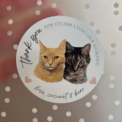Personalizable Picture Dog Wedding Stickers / Thank You for Celebrating my Humans / Pet Wedding Treat Bags Labels / Custom Text