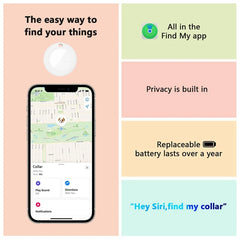 Location Pet Tracking Smart Collar Easy To Use Only Works With For Apple Find My Silver