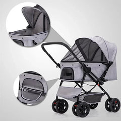 4 Wheel Travel Carrier Carriage Pet Stroller For Cat Dog Foldable Carrier Strolling Cart