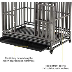 38 Inch Heavy Duty Dog Cage Metal Kennel and Crate for Large Dogs,Easy to Assemble Pet Playpen with Four Wheels,Black