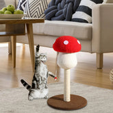 Mushroom Shape Cat Scratch Post Cute Sturdy Base Cat Post Unique Cat Scratcher for Indoor Cats Sisal Rope for Kitty Cat Kittens