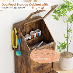 Dog Feeding Station with 2 Elevated Dog Bowls, Pet Feeding Station,Flip Top Dog Food Storage Cabinet