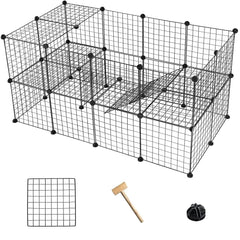 Pet Playpen for Small Animals,Portable Metal Wire Grid Cage Indoor Outdoor Exercise Pen Play Yard for Guinea Pigs,Rabbits,Ferret