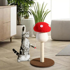 Mushroom Shape Cat Scratch Post Cute Sturdy Base Cat Post Unique Cat Scratcher for Indoor Cats Sisal Rope for Kitty Cat Kittens