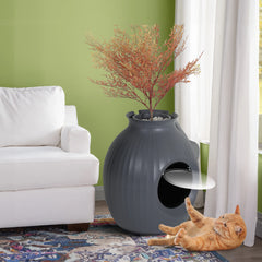 Modern Cat Litter Box Hidden in Stylish Artificial Plant Pot with Odor Control