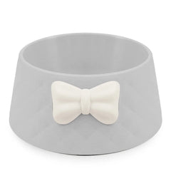 2pcs Round Bowl Pet Dog Cat Feeder Creative Food Dish Plastic Pet Feeding Bowl with A Bow-knot Decor(Pink)