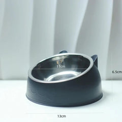 100ML/400ML Cat Dog Bowl 15 Degrees Raised Non Slip Stainless Steel Puppy Drinking Water Feeder Safeguard Neck Pet Accessories