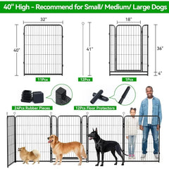 Dog Playpen Outdoor 12 Panels Heavy Duty Dog Pen 40" Height Puppy Playpen Anti-Rust Exercise Fence for L/M/S 32FT, 79 Sq.ft6