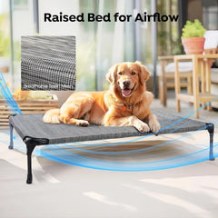 Cooling Elevated Dog Bed, Portable Raised Pet Cot with Washable & Breathable Mesh, No-Slip Feet Durable Dog Cots Bed