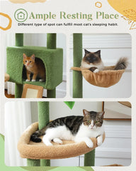 53'' Cat Tree for Indoor Cats, Large Condo,Sisal Scratching Posts,Hammock & Perch, Fresh Cactus Design,Sturdy, Multi-Level