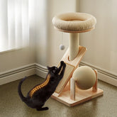 Multifunctional Cat Scratch Board Solid Wood Scratching Posts Kitten Toys Sturdy Durable Pet Nest Space-Saving Cat Scratcher