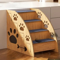 4/3/2 Layers Pet Steps Cat Indoor Stairs Steps High Bed Climbing Dog Bed Steps Non-Slip Wooden Dog Stairs For Large/Medium/Small