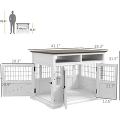 Dog Crate, Side End Table with Storage Modern Wooden Dog Kennel Furniture with Double Doors for Small and Medium Pet, Dog Crate