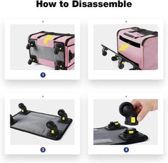 Wheeled Pet Carrier Airline Approved, Small Dog Carrier for Puppy and Kitten 15 Lbs, Pet Carrier for Cat, Soft Cat Carri