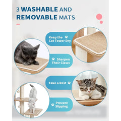 Modern Cat Tree for Large Cat, Wood Cat Tower Heavy Duty with Scratch Post for Indoor Big Cats, 51" Extra Tall Cat Condo Sturdy