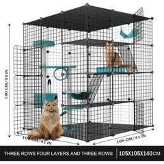 Large Cat Cage Enclosure Indoor DIY Cat Playpen Pet Home Small Animal House Detachable Metal Wire Kennels Crate Large Exercise