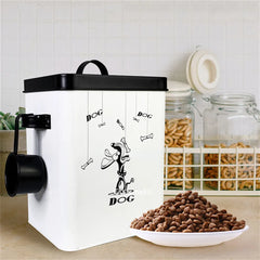 Lovely Pet Food Storage Container with Spoon, Pet Food Bucket, Moisture-Proof Box, Rust-Proof Barrel
