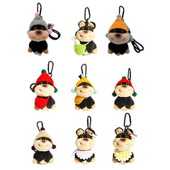 Cute Bee Puppy Plush Toy Keychain Cartoon Dog Soft Stuffed Doll Pendant Car Key Ring Backpack Bag Decor Kid Gift