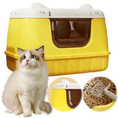 Cat Litter Box Fully Enclosed Cat Litter Box Anti-splash and Odor Isolation Cat Toilet Extra Large Cat Litter Box for Larger Cat