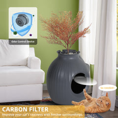 Modern Cat Litter Box Hidden in Stylish Artificial Plant Pot with Odor Control