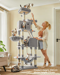 Multi Level  cat tree Condo for Indoor Cats 206 cm Large Cat Tower with 13 Scratching Posts