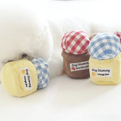 Puppy Cute Pet Jam Canned Cartoon Toy Plush Audible and Hidden Food Toy Slow Food BB Called Plush Dog Toy